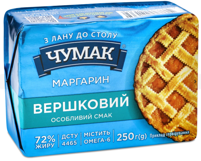 Маргарин Чумак Вершковий столовий особливий смак 72%, 250г